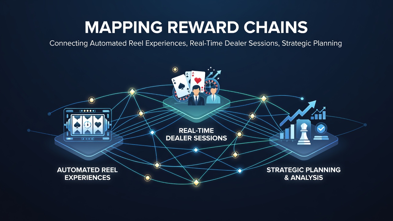 Illustration of reward flow between different casino game types and support systems