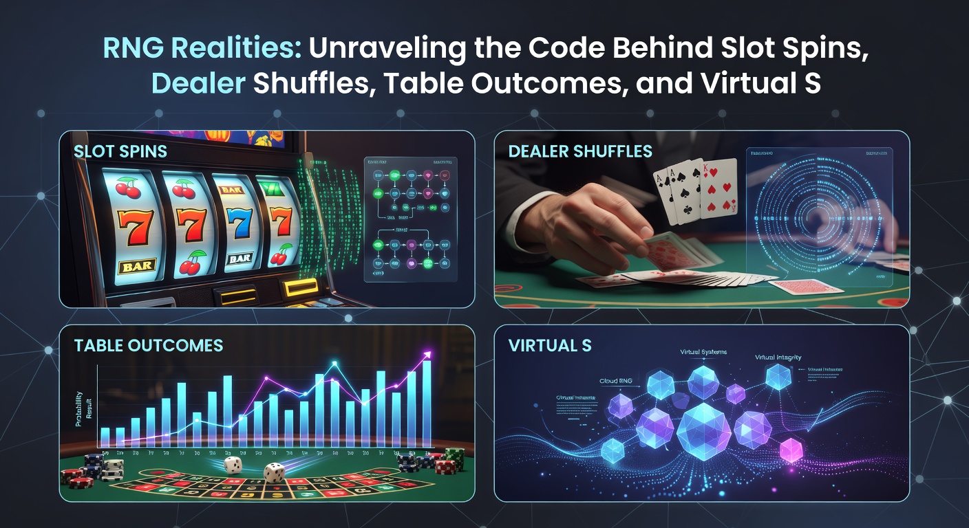 Close-up of a digital card shuffle simulation with RNG code overlay, illustrating randomness in blackjack and poker tables