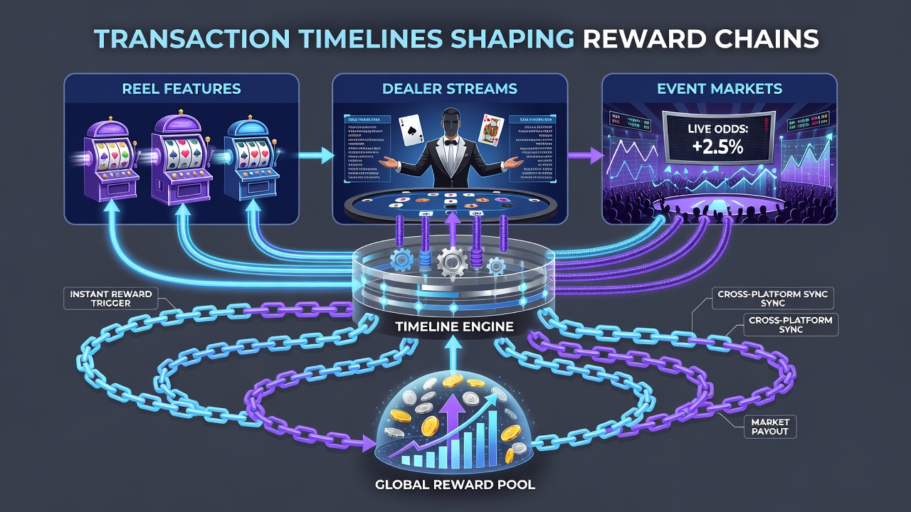 Illustration of reward chain connections between live dealer tables and event-based betting markets